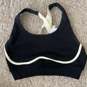 Medium black and white Fabletics sports bra